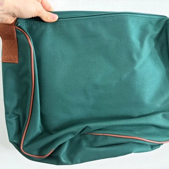 Polo Ralph Lauren Green Canvas Messenger Bag With Brown Leather Trim - Picture 7 of 14